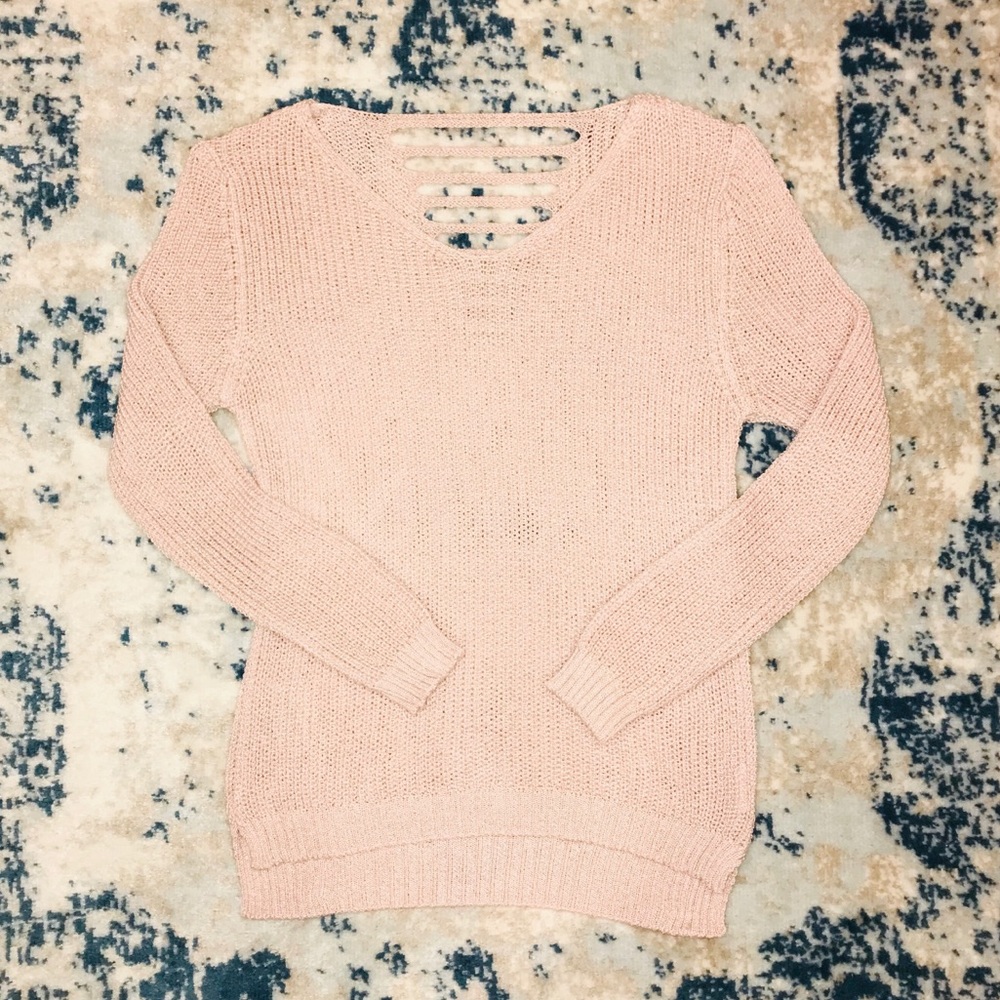 ITALIAN Beautiful Blush Pink Cutout Sweater  NWOT